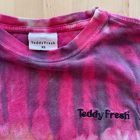 Teddy Fresh Unisex Rainbow Tie-Dye Ice Dyed Short Sleeve T-Shirt size XS - Picture 2 of 5